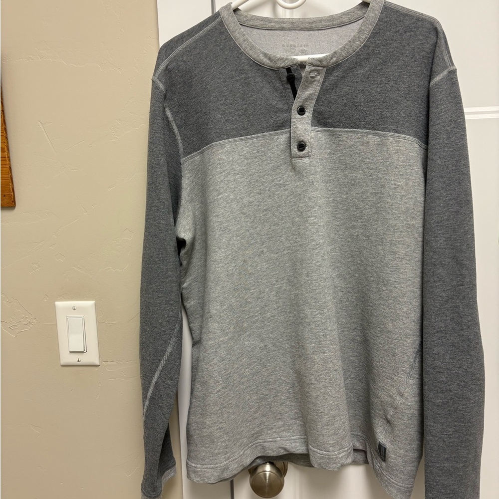 Gray Long Sleeve Henley Shirt